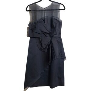 J. Mendel 100% Silk Cocktail Dress Sheer Illusion Neckline Bow Detail 6